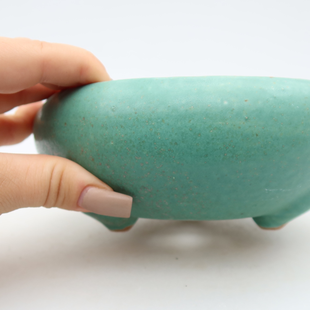 Ceramic bonsai pot, 15 x 15 x 6.5 cm, green