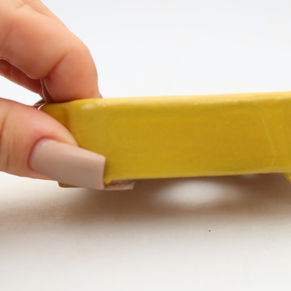 Ceramic bonsai pot, 10 x 8 x 2.5 cm, yellow