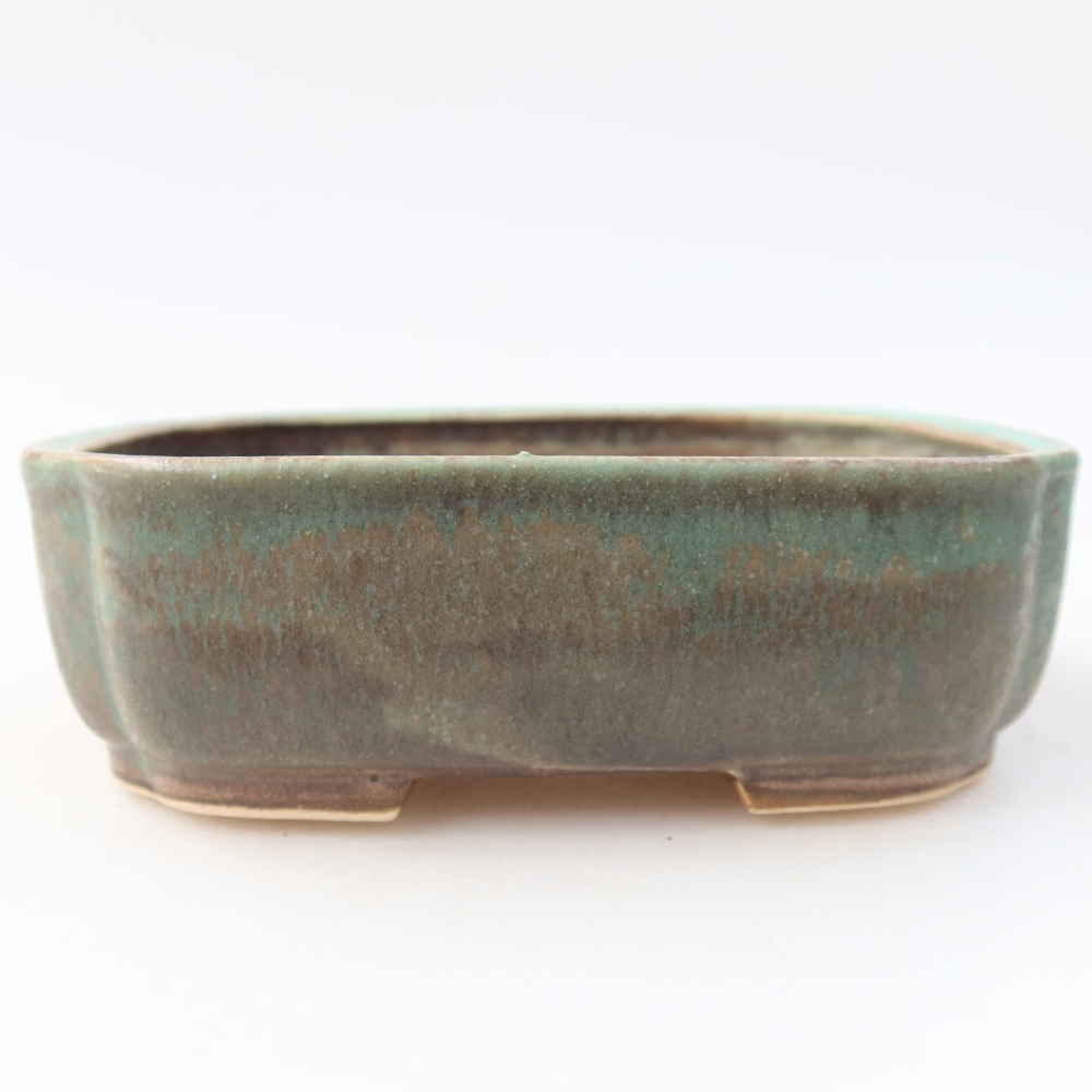 Ceramic bonsai pot, 13.5 x 12 x 4 cm, green