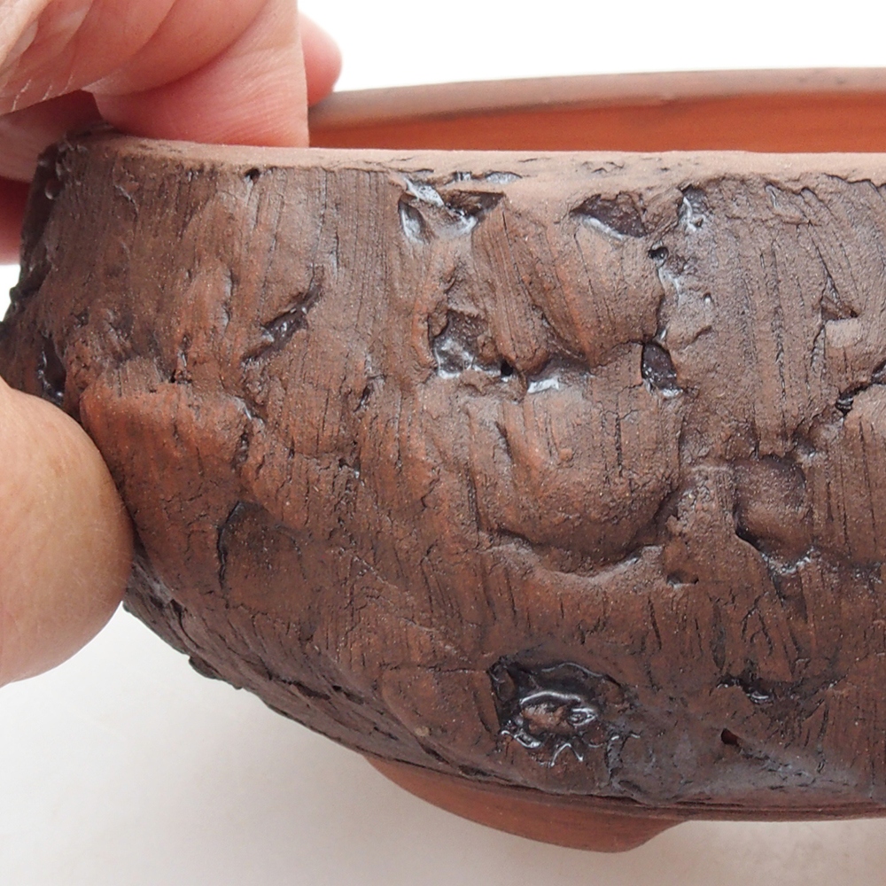 Ceramic bonsai bowl 15 x 15 x 6 cm, color brown
