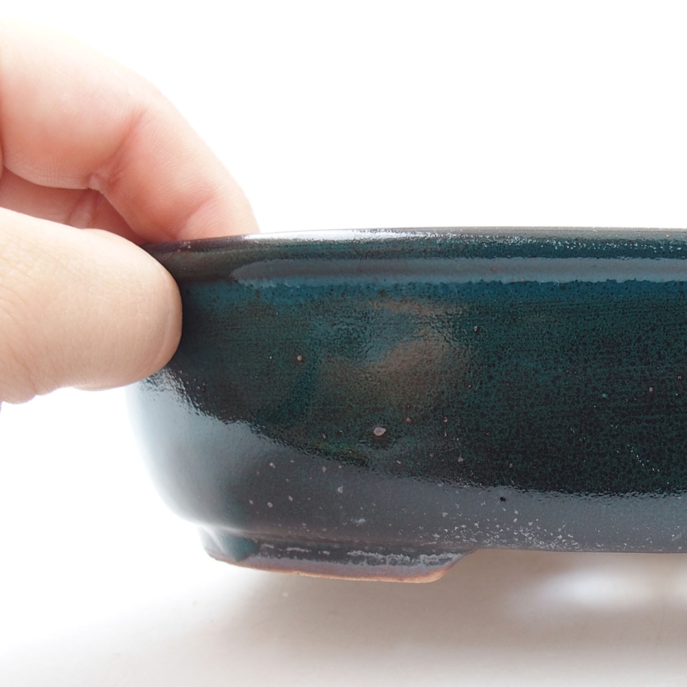 Ceramic bonsai bowl 19 x 14,5 x 4,5 cm, color green