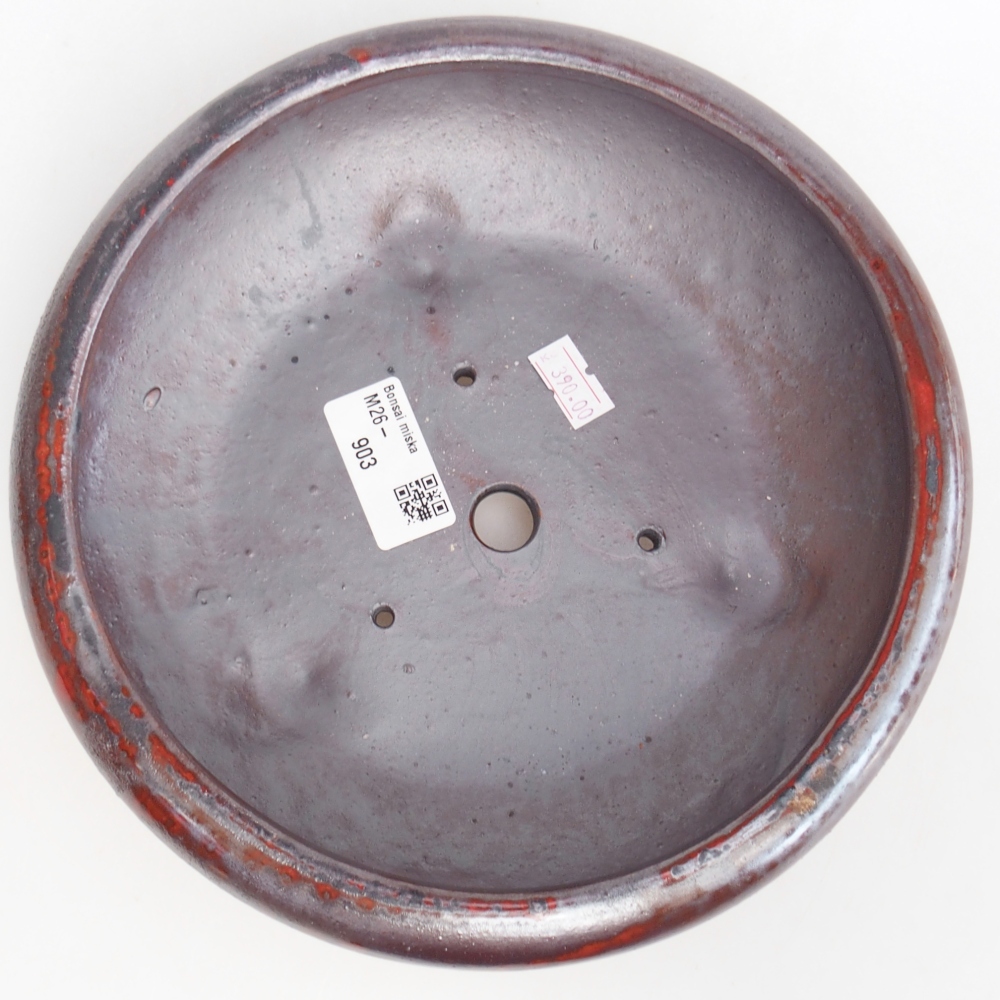 Ceramic bonsai bowl 21 x 21 x 6,5 cm, colour black red