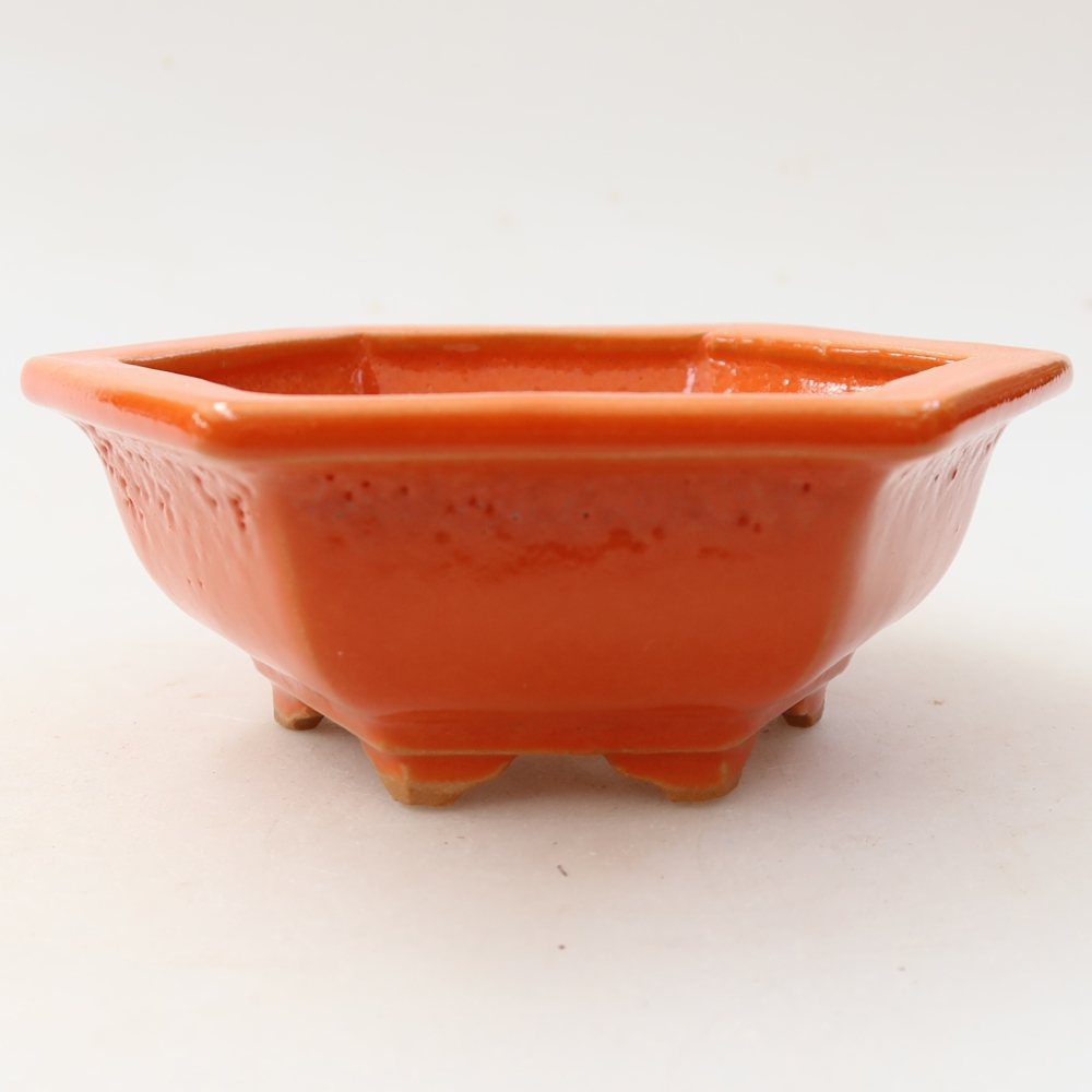Ceramic bonsai bowl 12 x 10,5 x 4,5 cm, orange