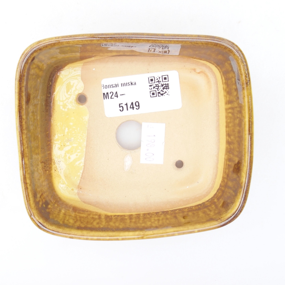 Ceramic bonsai bowl  11 x 9,5 x 4,5 cm, color yellow