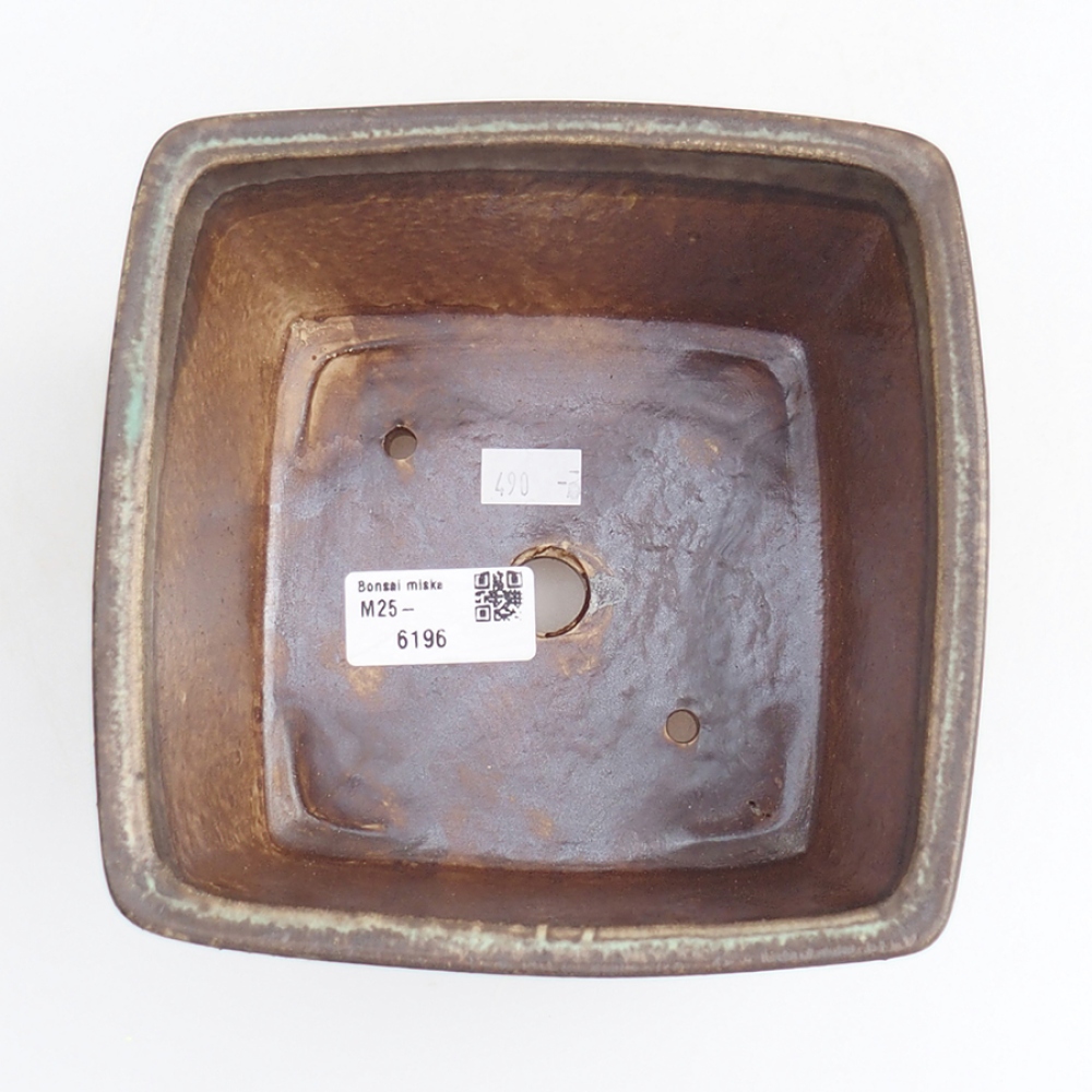 Ceramic bonsai bowl 15 x 15 x 9,5 cm, color green