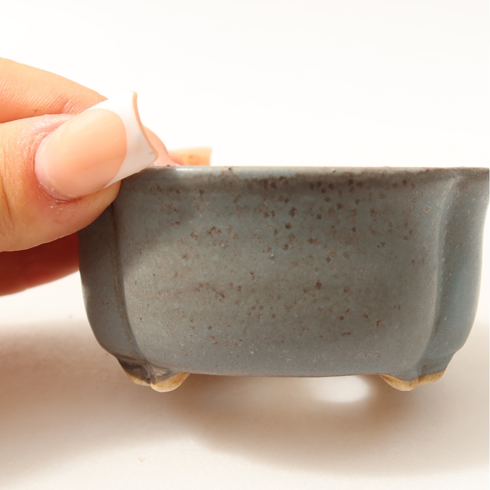Ceramic bonsai pot, 8 x 7.5 x 3.5 cm, blue
