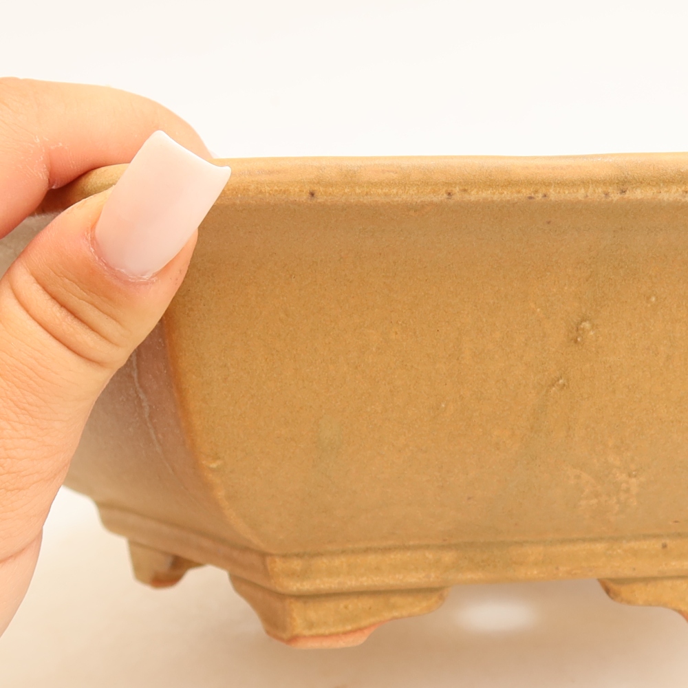 Ceramic bonsai pot, 24 x 21.5 x 7.5 cm, beige