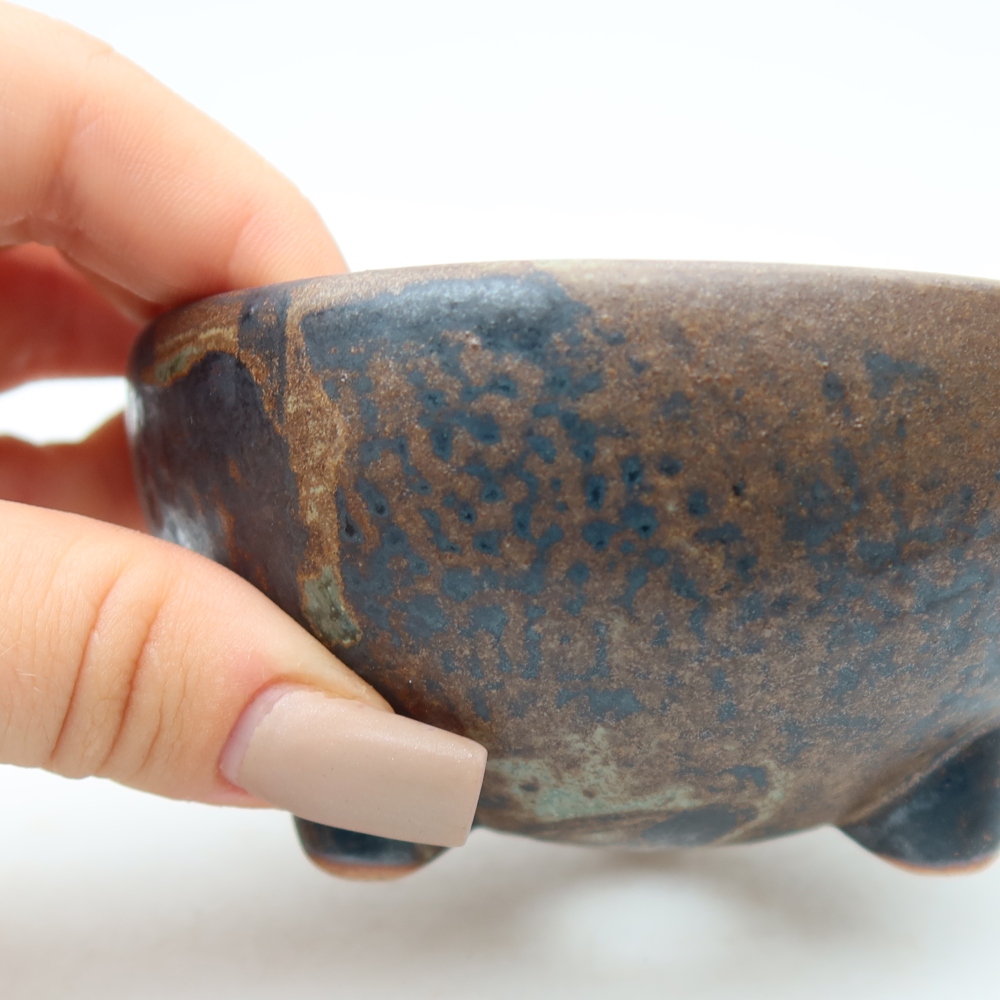 Ceramic bonsai bowl 10 x 10 x 5 cm, brown