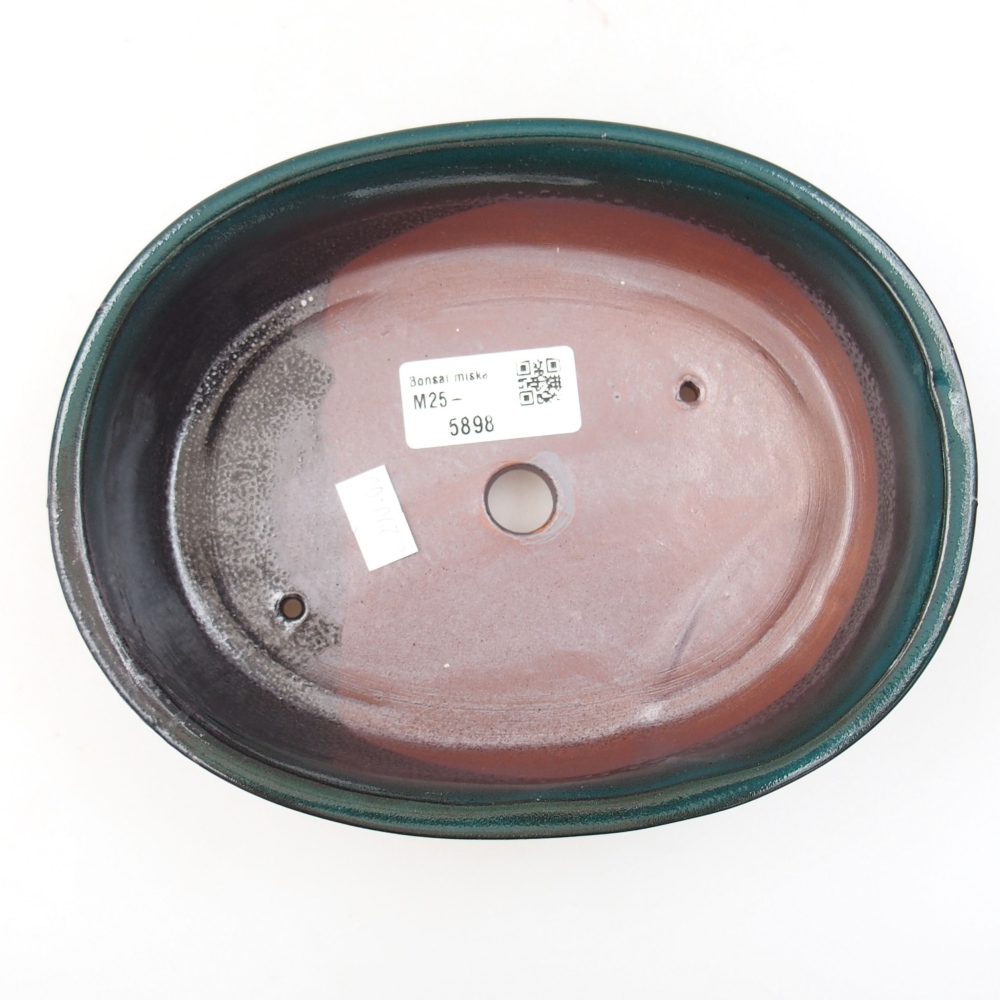 Ceramic bonsai bowl 19 x 14,5 x 4,5 cm, color green