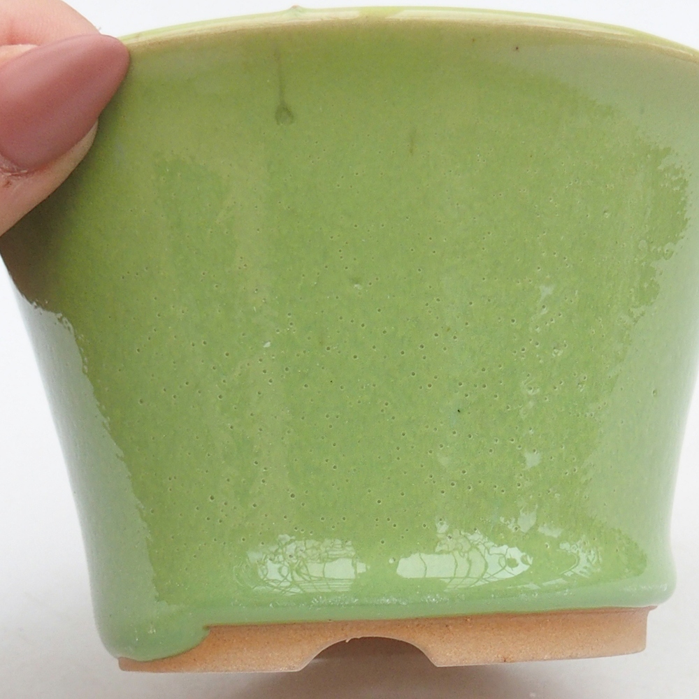 Ceramic bonsai bowl 11 x 11 x 7 cm, green