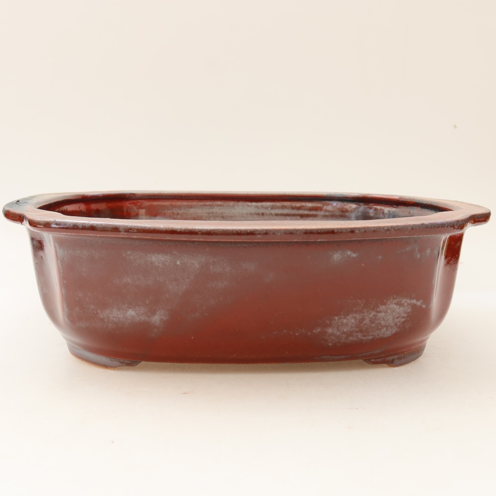 Ceramic bonsai pot, 24.5 x 21 x 7.5 cm, red