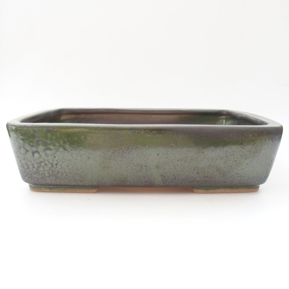 Ceramic bonsai bowl 26,5 x 20,5 x 6,5 cm, color green