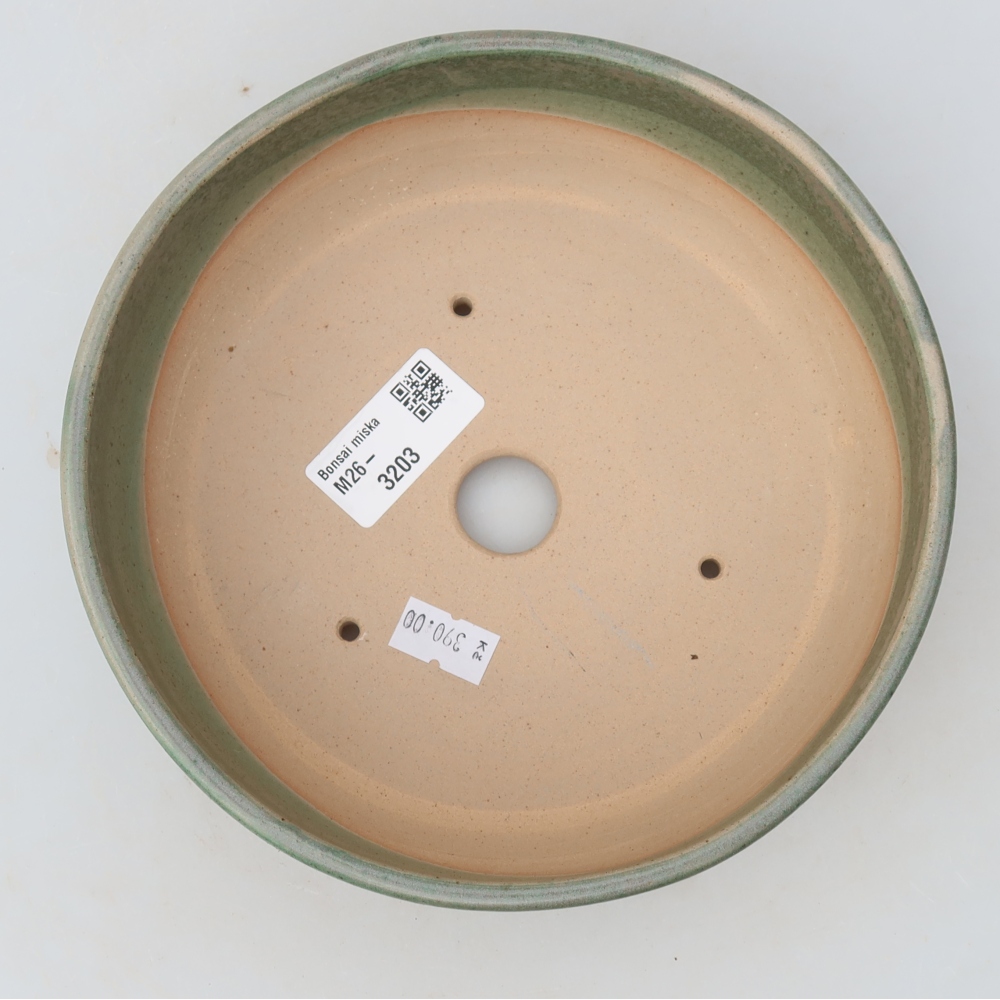 Ceramic bonsai pot, 17.5 x 17.5 x 6 cm, green