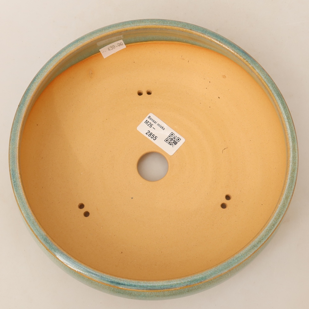 Ceramic bonsai pot, 21.5 x 21.5 x 6.5 cm, green