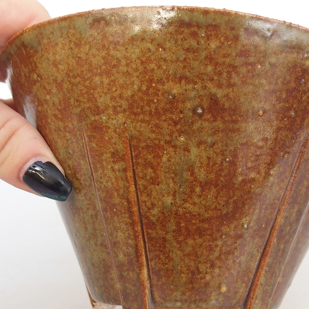 Ceramic bonsai bowl 15 x 15 x 9 cm, brown