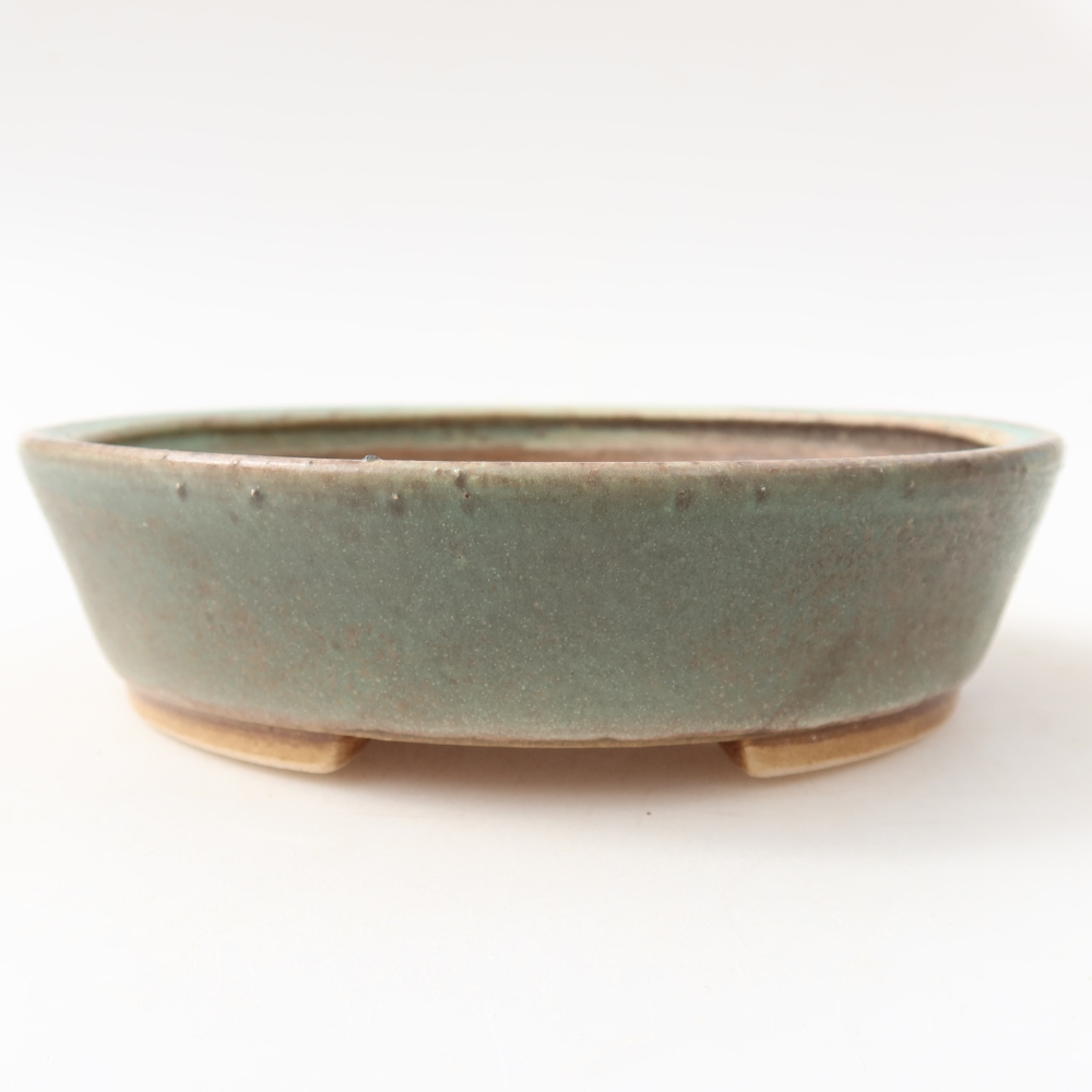 Ceramic bonsai pot, 15 x 14 x 4 cm, green