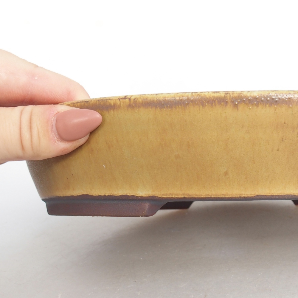 Ceramic bonsai bowl 22,5 x 20 x 4,5 cm, green