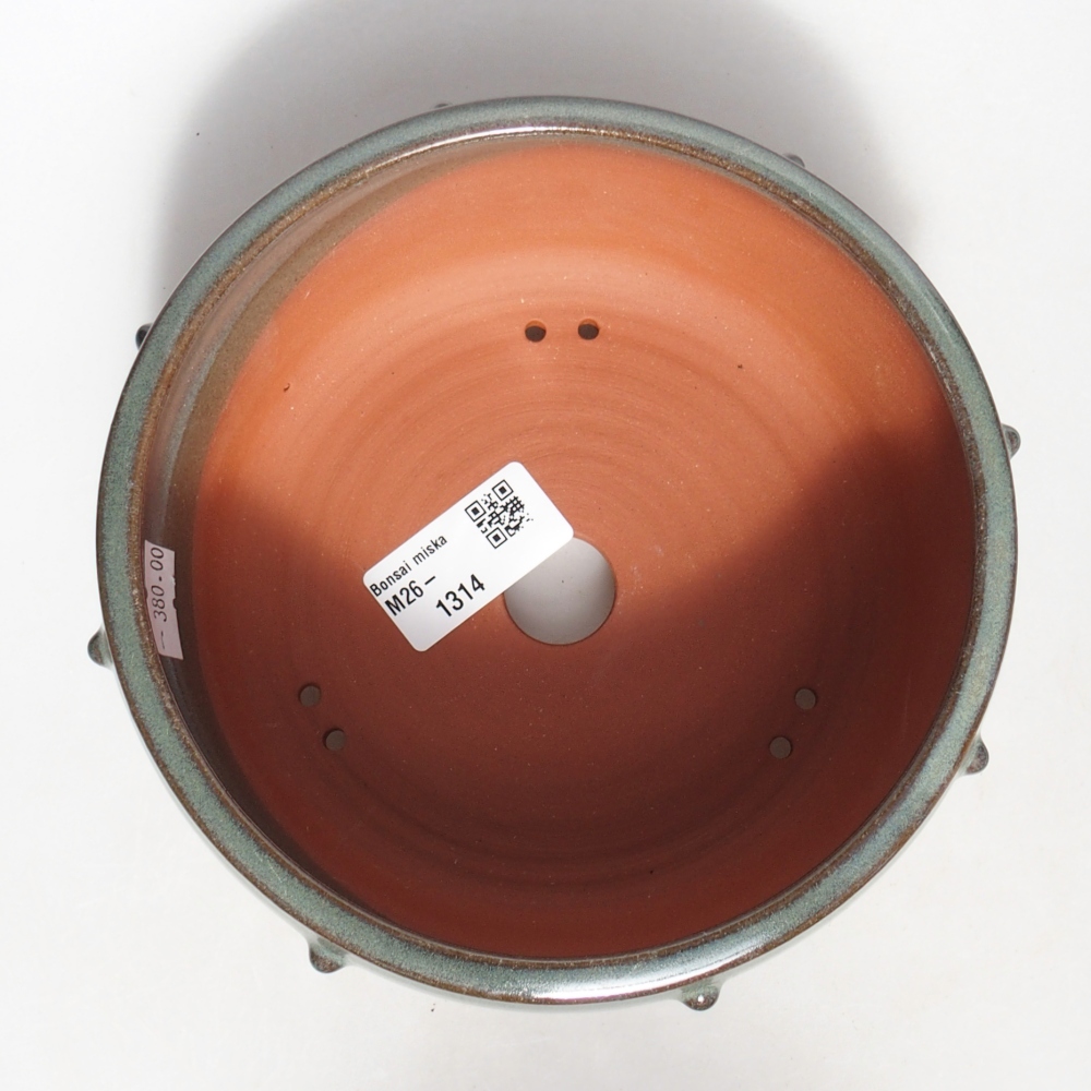 Ceramic bonsai bowl 16 x 16 x 6,5 cm, green