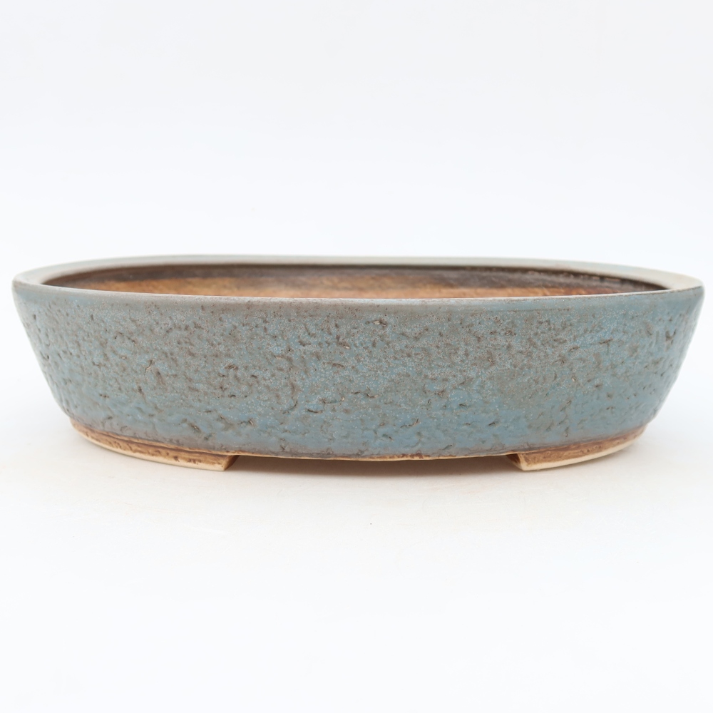 Ceramic bonsai pot, 27 x 24 x 5.5 cm, blue