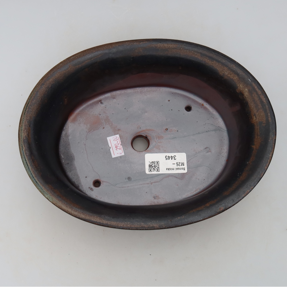 Ceramic bonsai pot, 22.5 x 17.5 x 6.5 cm, brown