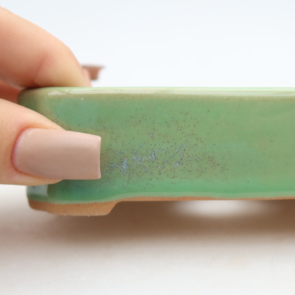 Ceramic bonsai pot, 10.5 x 9 x 3 cm, green