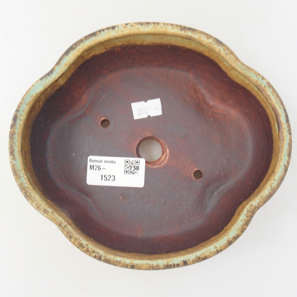 Ceramic bonsai bowl 17 x 15 x 5,5 cm, green