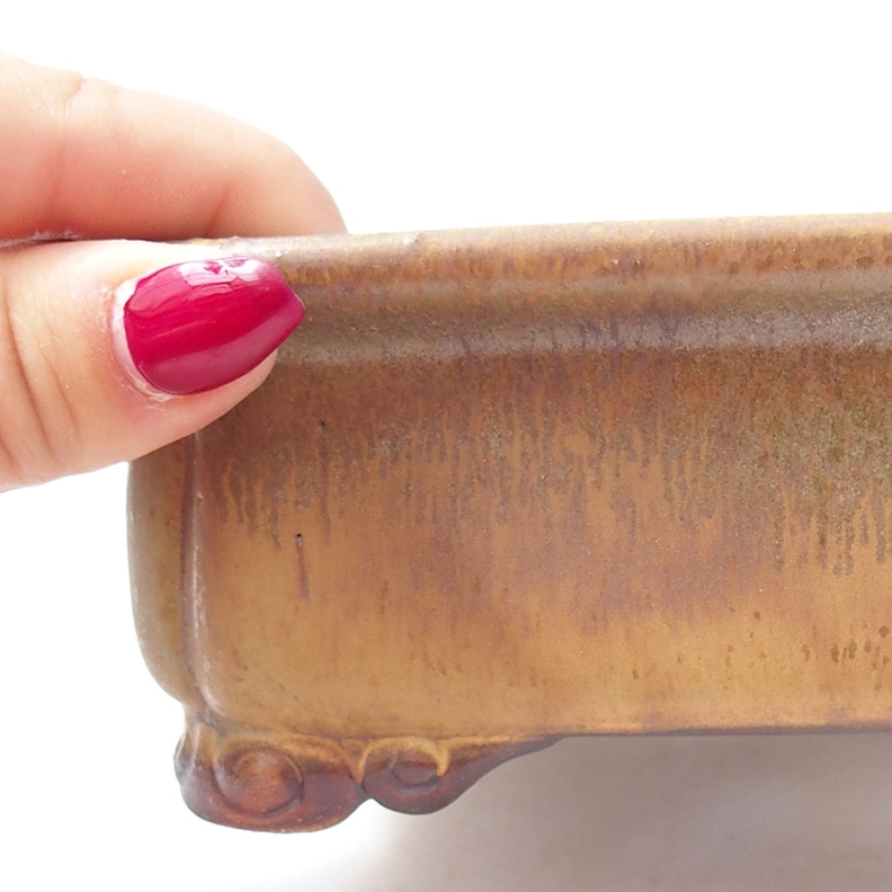 Ceramic bonsai bowl 19,5 x 16,5 x 6 cm, color green