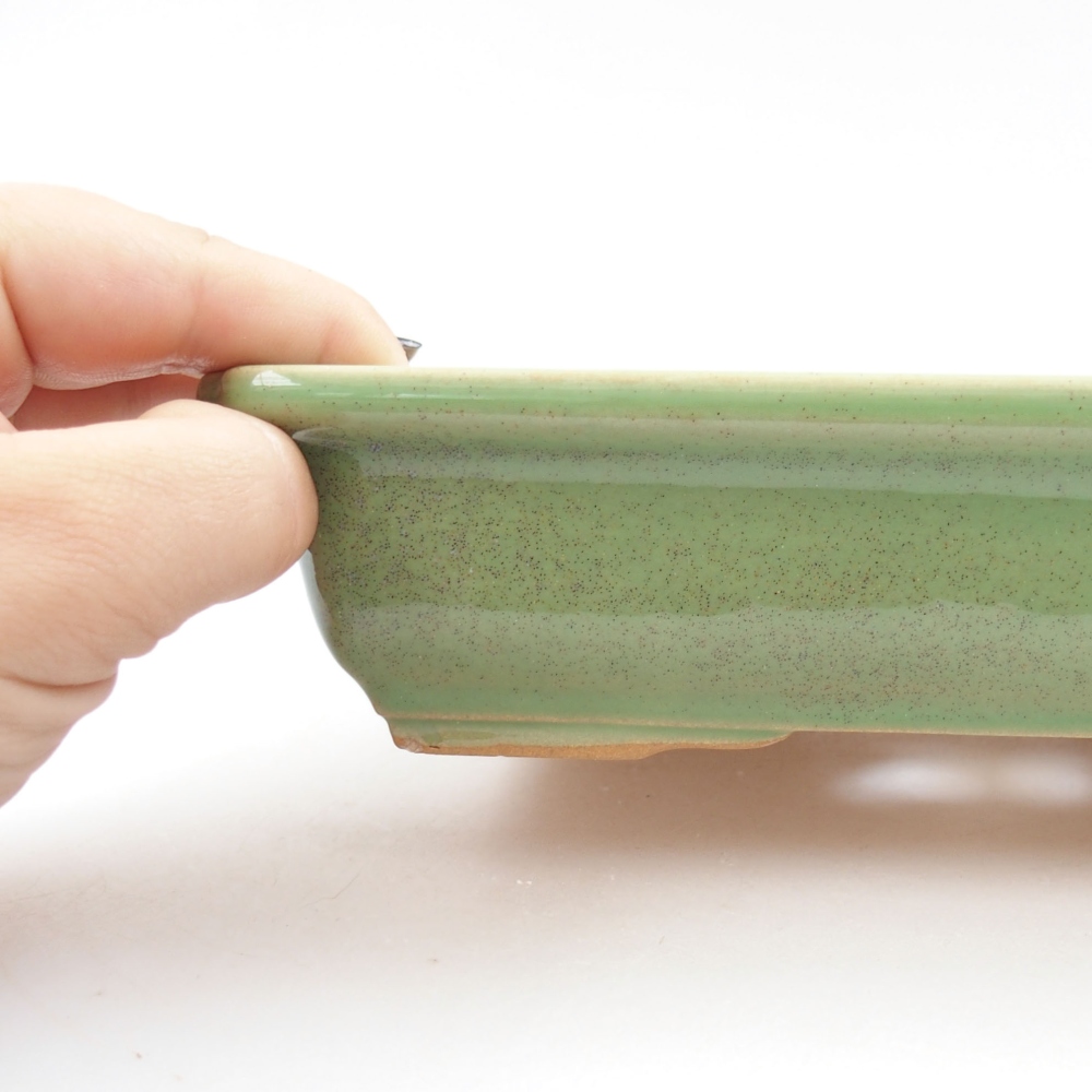 Ceramic bonsai bowl 18 x 13,5 x 4,5 cm, color green