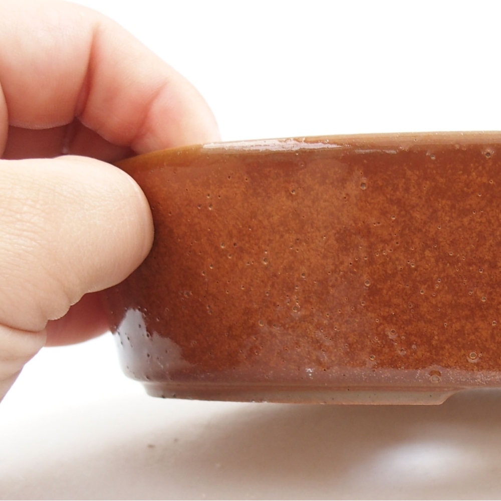 Ceramic bonsai bowl 16,5 x 11,5 x 4 cm, color brown