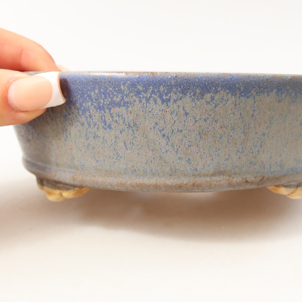 Ceramic bonsai pot, 15.5 x 15.5 x 5 cm, blue