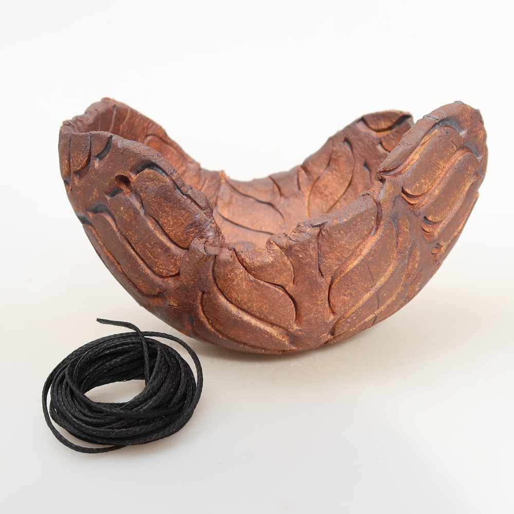 Ceramic Kokedama Pot, 13 x 11.5 x 8.5 cm, Brown