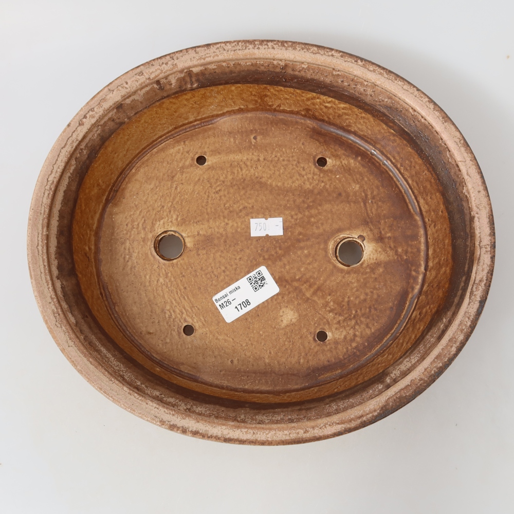 Ceramic bonsai pot, 27 x 24.5 x 5.5 cm, pink