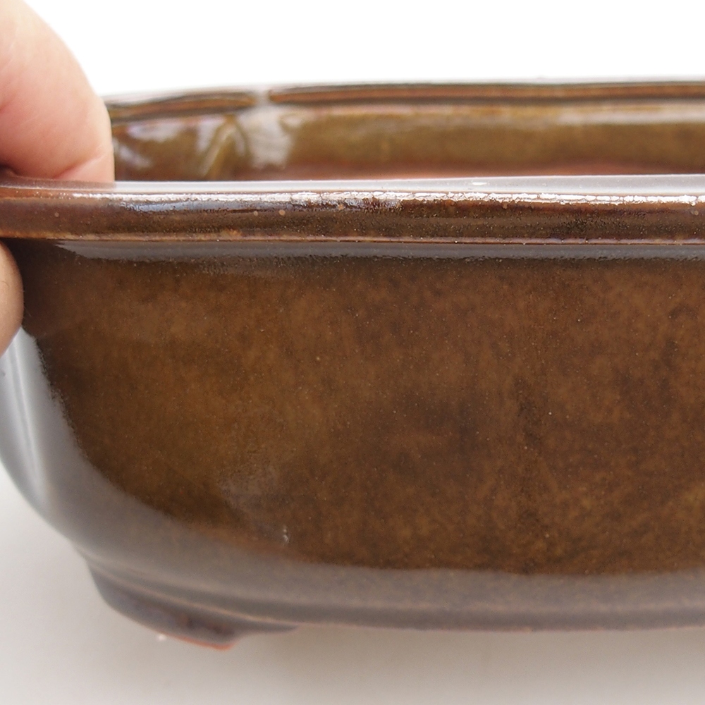 Ceramic bonsai bowl 22 x 16,5 x 7 cm, brown