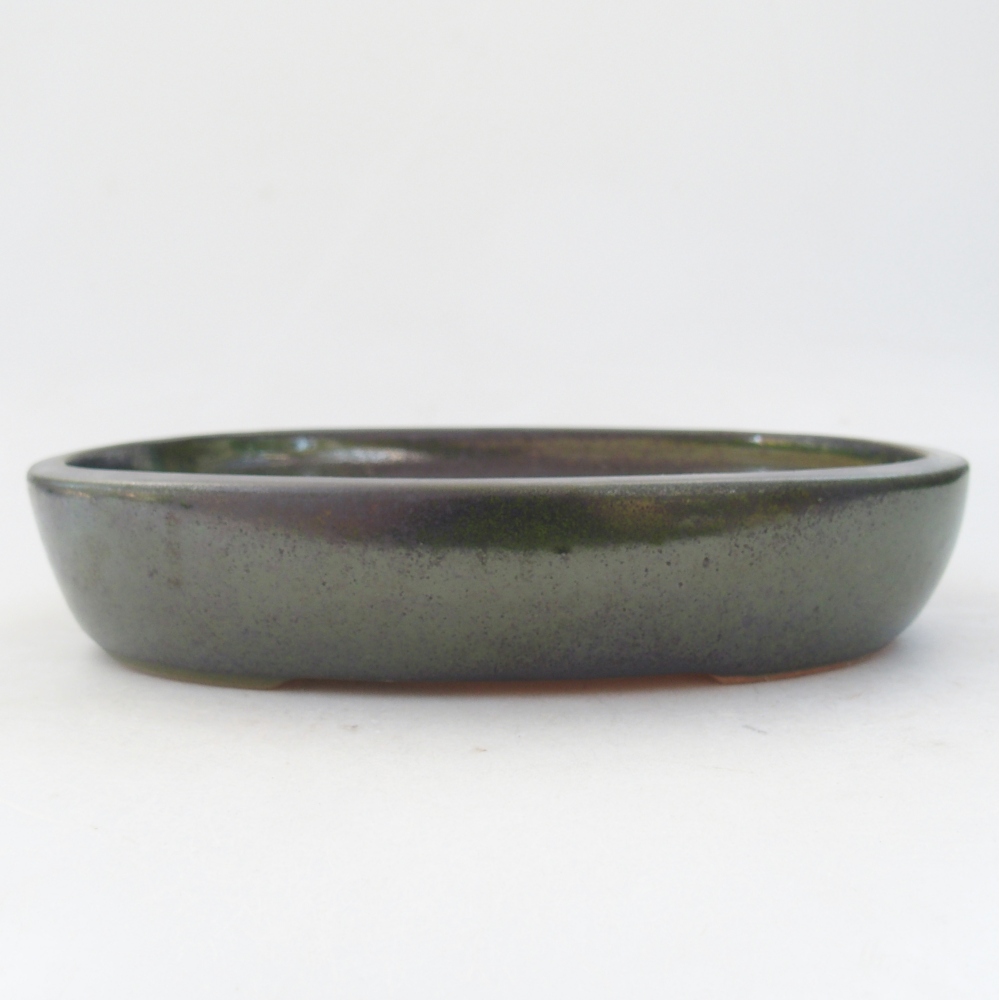 Ceramic bonsai bowl 22 x 16,5 x 4,5 cm, green