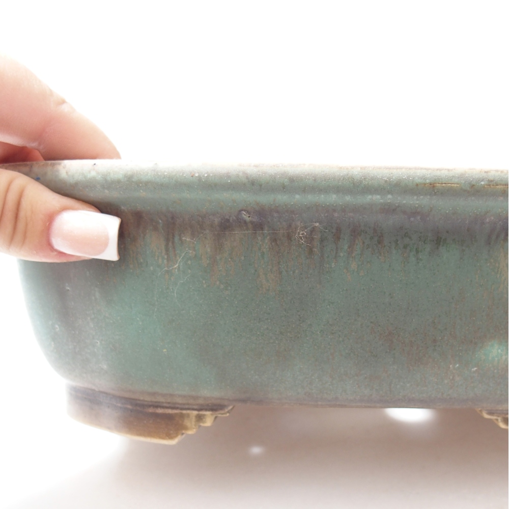 Ceramic bonsai bowl 25 x 21 x 8 cm, green