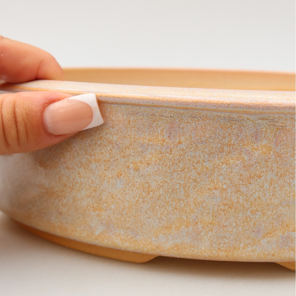 Ceramic bonsai pot, 26.5 x 26.5 x 6.5 cm, beige