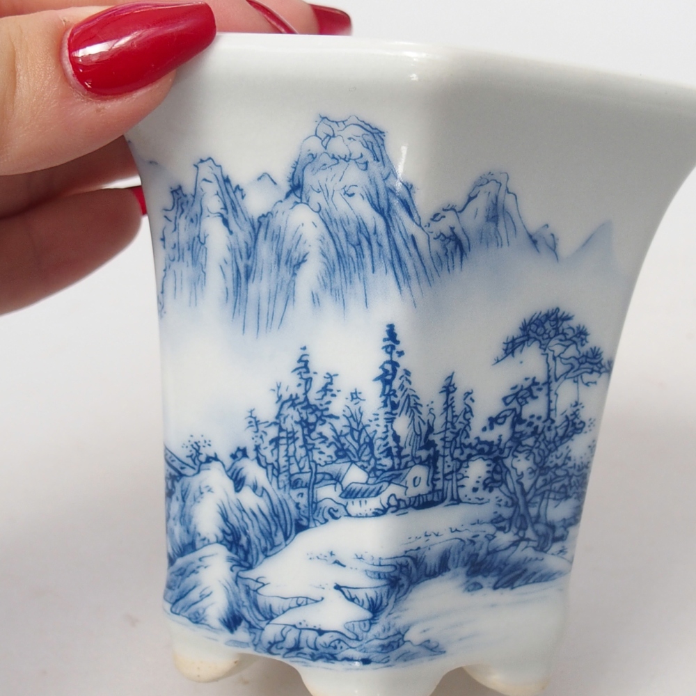 Ceramic bonsai bowl 10 x 9 x 9 cm, colour white