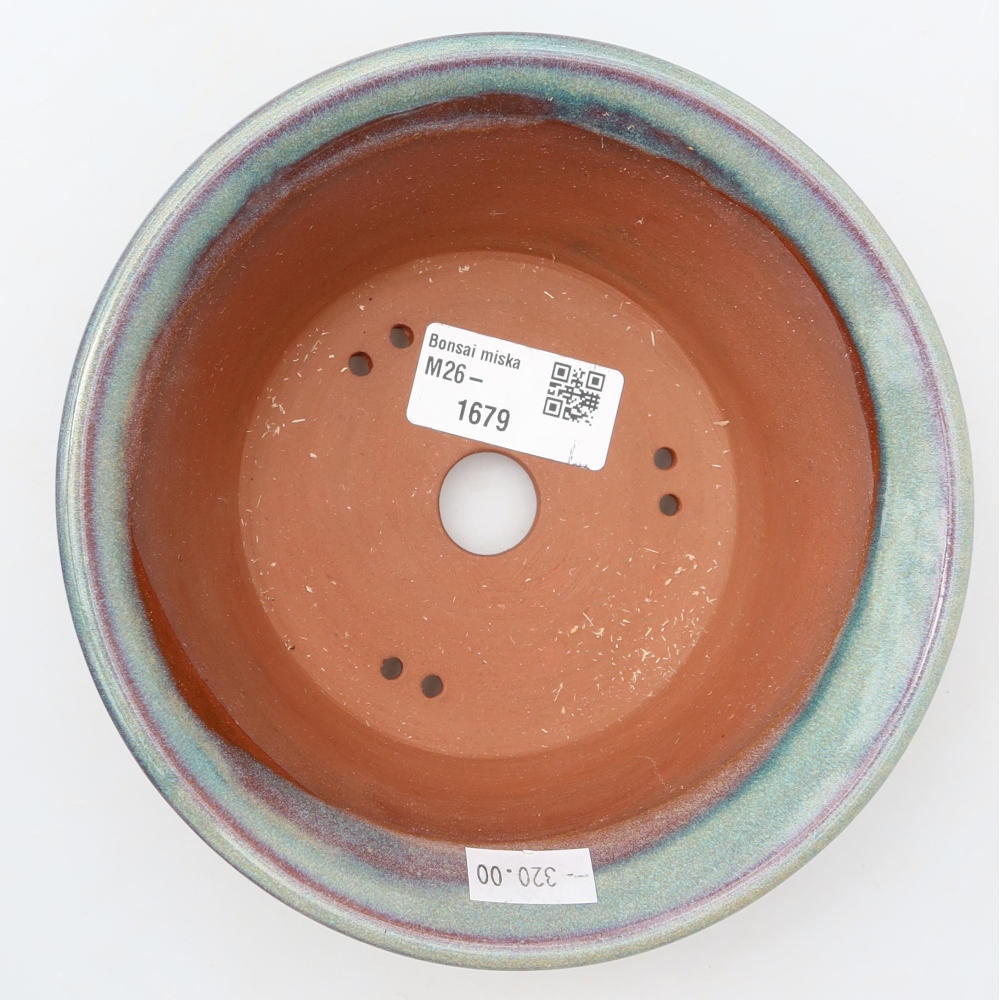 Ceramic bonsai pot, 15.5 x 15.5 x 5.5 cm, green