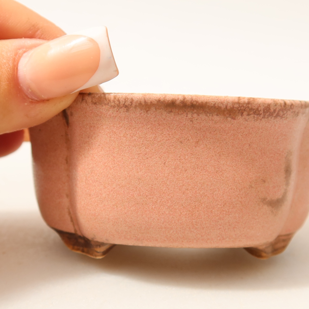 Ceramic bonsai pot, 8 x 7.5 x 3.5 cm, pink