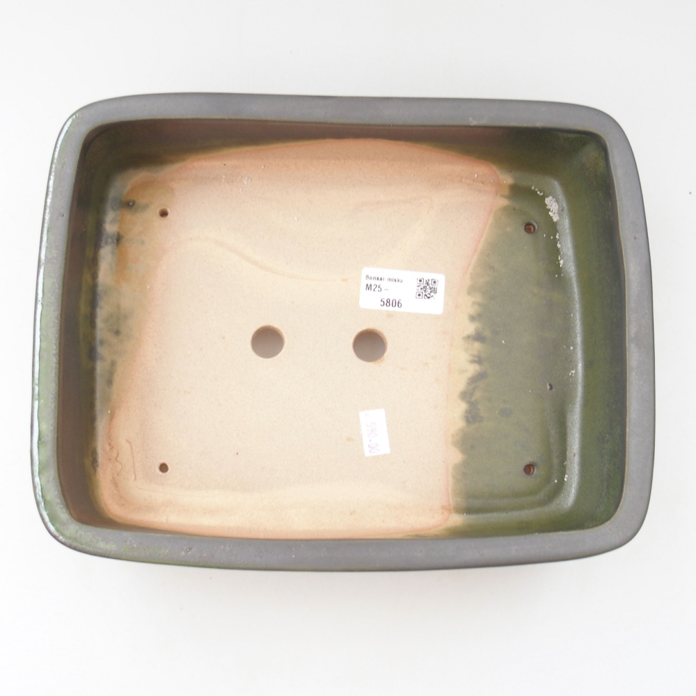 Ceramic bonsai bowl 26,5 x 20,5 x 6,5 cm, color green