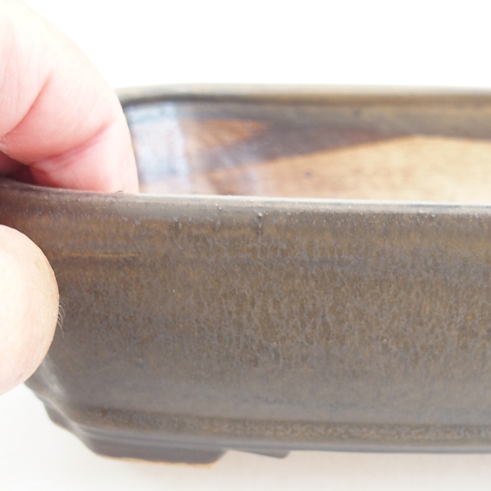 Ceramic bonsai bowl 21 x 18 x 6 cm, brown