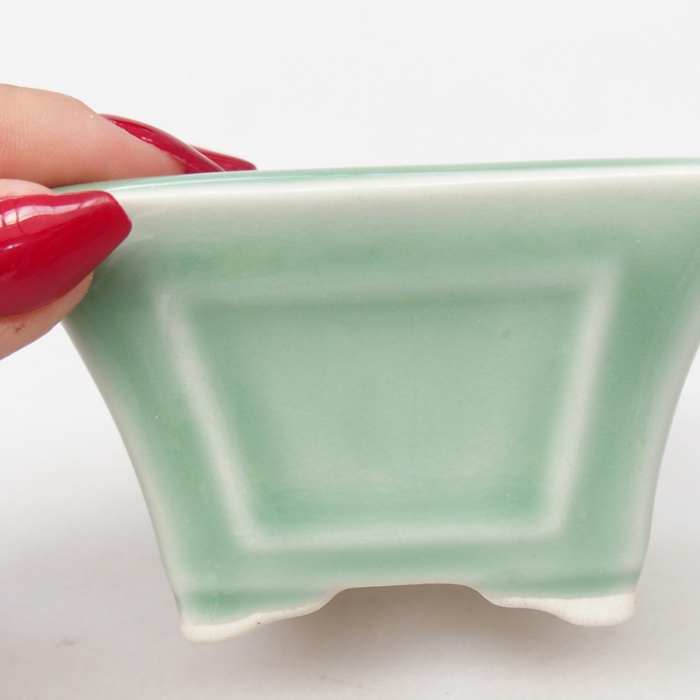 Ceramic bonsai bowl 8,5 x 8,5 x 5 cm, green