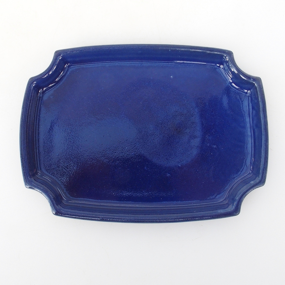 Bonsai pot + saucer H03 - 16.5 x 12 x 4.5 cm. - blue