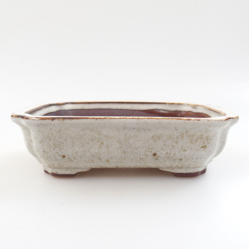 Ceramic bonsai bowl 14 x 10,5 x 4 cm, color white