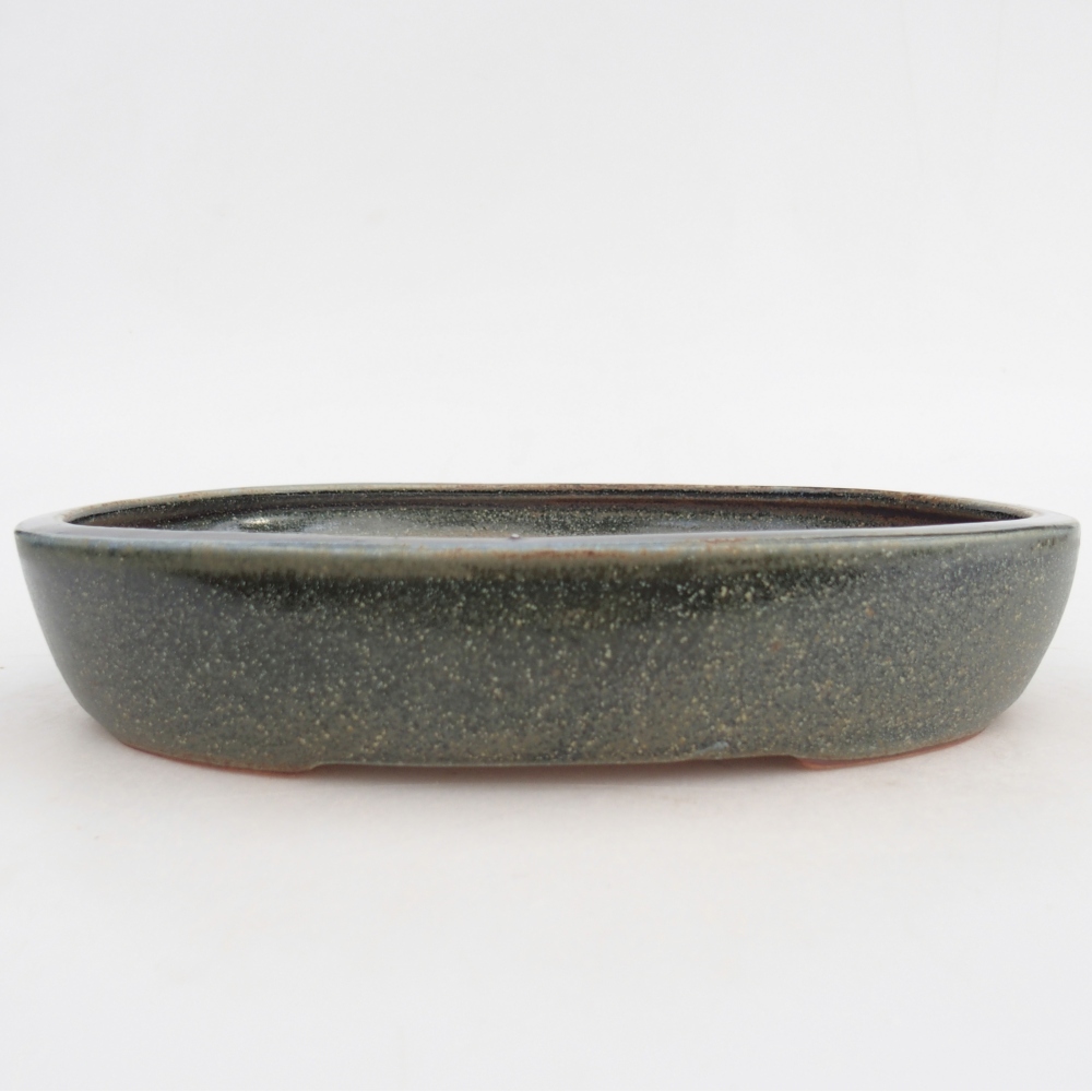 Ceramic bonsai bowl 22,5 x 17 x 4,5 cm, green