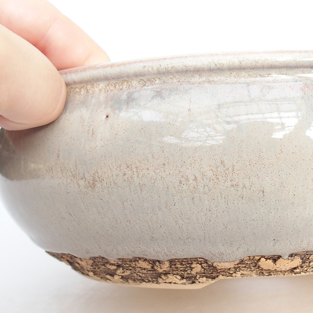 Ceramic bonsai bowl 20,5 x 20,5 x 7 cm, grey