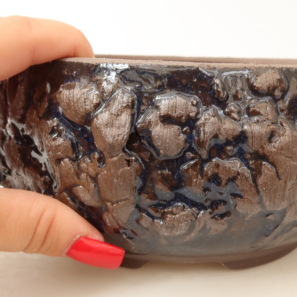 Ceramic bonsai pot, 16 x 16 x 8 cm, brown