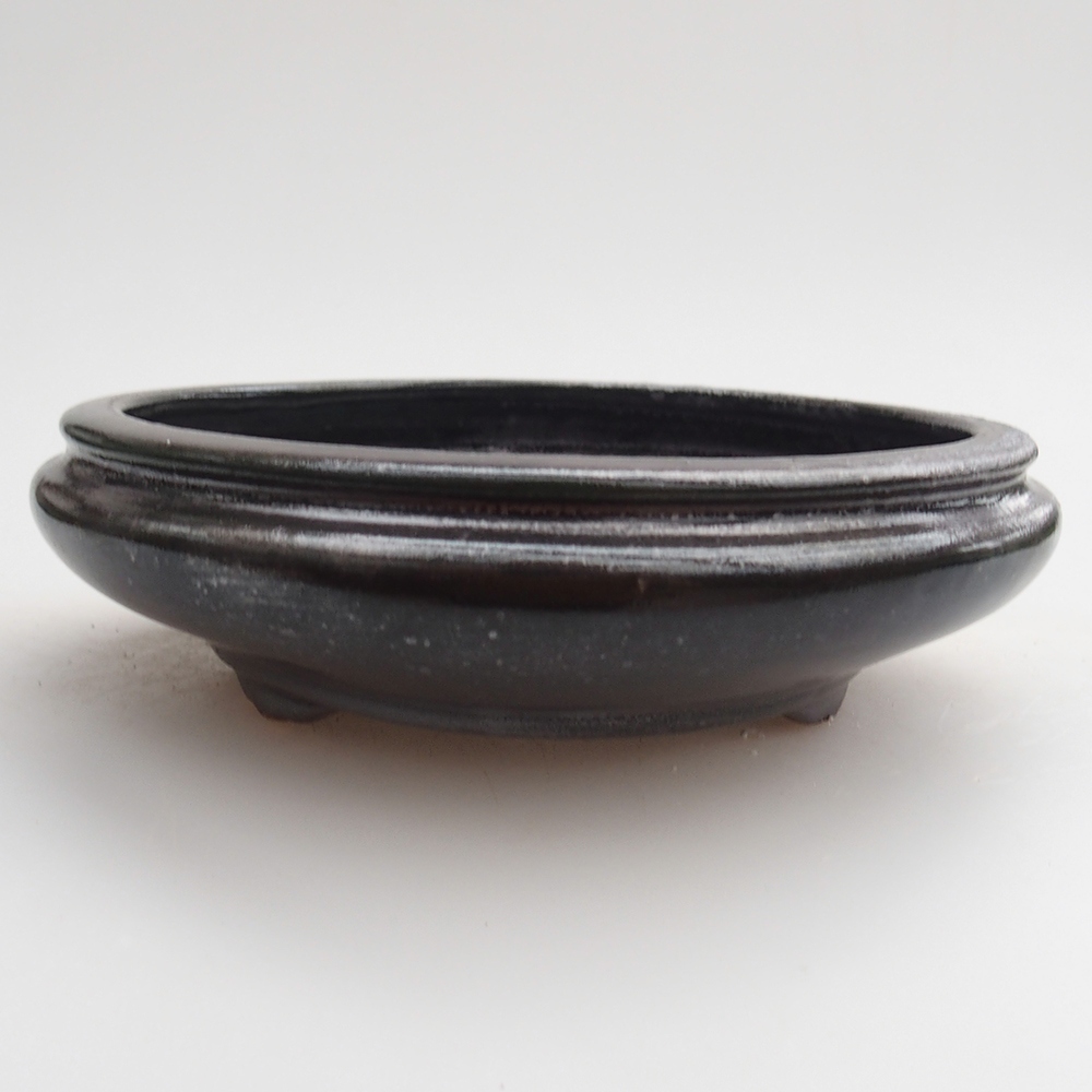 Ceramic bonsai bowl 15 x 15 x 4,5 cm, metal colour