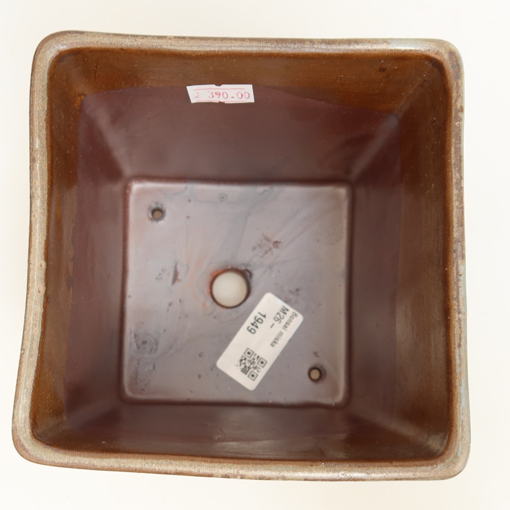 Ceramic bonsai bowl 13 x 13 x 13,5 cm, brown