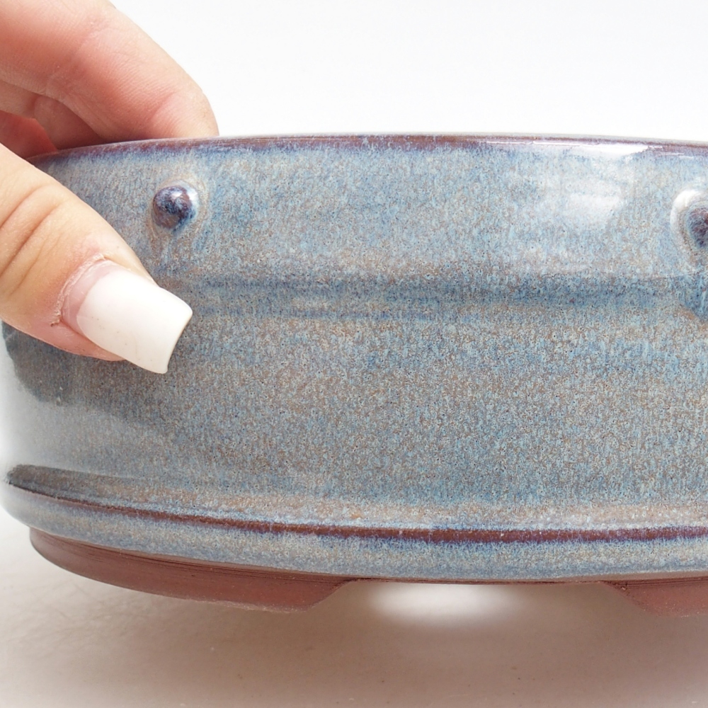 Ceramic bonsai bowl 18,5 x 18,5 x 7 cm, colour blue